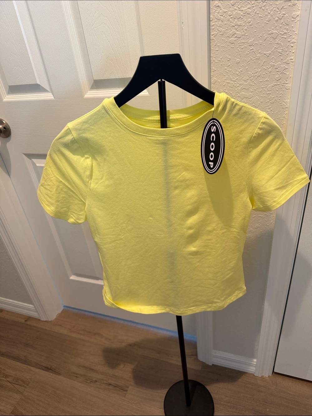 SCOOP Neon Yellow Crewneck Crop Tee